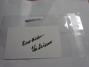 Vic Seixas Signed index Card