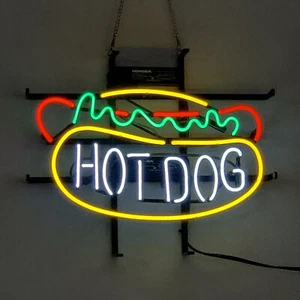 Hot Dog Hot Dogs Open Beef Pork Chicken 20"x16" Neon Light Sign Lamp - Picture 1 of 4
