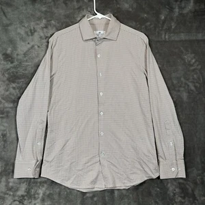 Camicia uomo Mizzen + Main bordo M vestibilità marrone grigio check performance elasticizzata USA - Foto 1 di 10