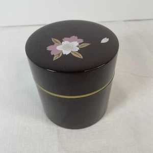 Japanese Green Tea Caddy Canister Plastic SAKURA Pattern Made in Japan - Picture 1 of 6