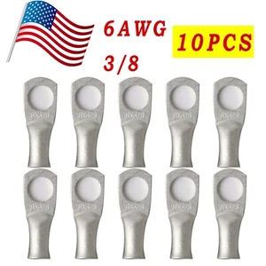 10 Stück 6 AWG 3/8" Ring Kupfer Lug Crimp Terminals Verbinder Batterie Kabel Enden - Bild 1 von 13