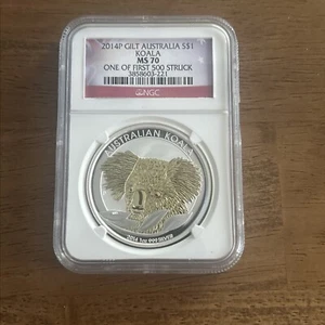 2014 P Gilt Australia Koala MS 70 One of First 500 Struck NGC #230 - Picture 1 of 2