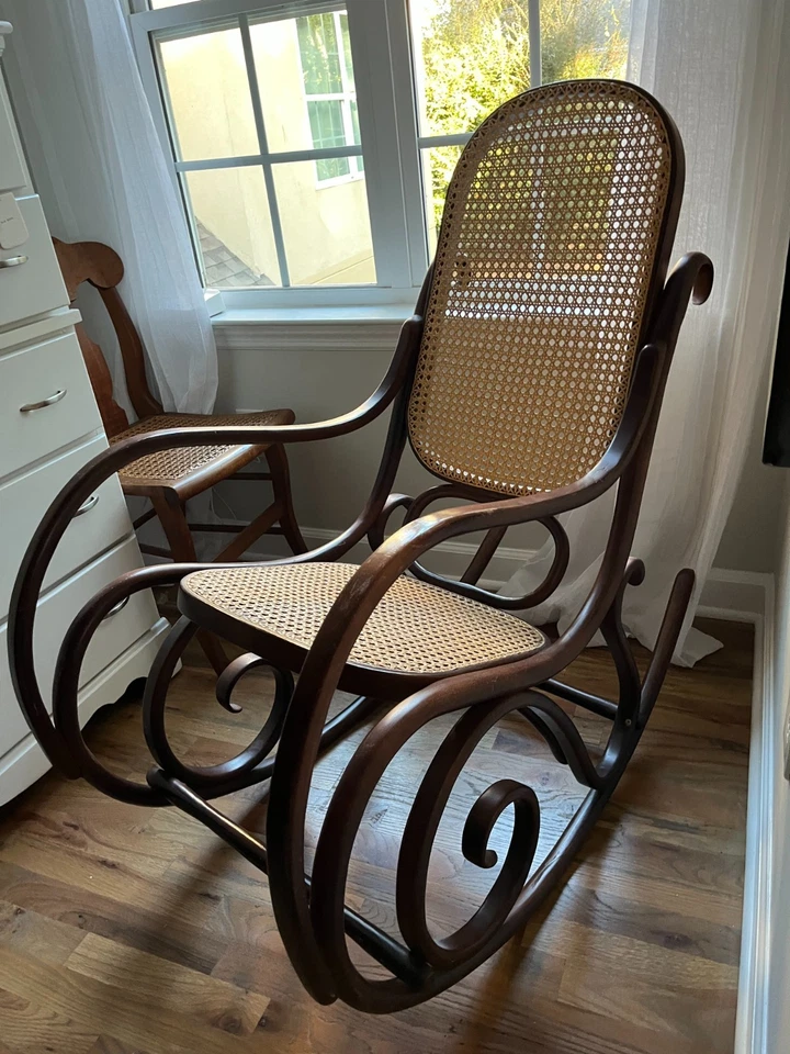 Mecedora de madera curvada estilo tónico vintage mediados de siglo bastón moderno EXCELENTE Foto 1 de 4