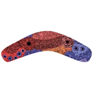 ABORIGINAL FRIDGE MAGNET - BOOMERANG - ALISON, BLUE, RED - MADE IN AUSTRALIA - Picture 1 of 2