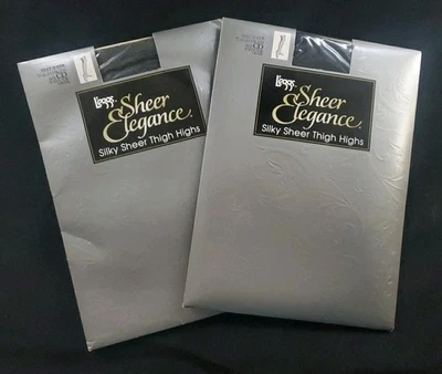2 Leggs Sheer Elegance Silky Sheer Thigh High Nylon Stocking Onyx Size CD New ** - Image 1 of 4