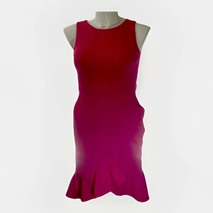 Calvin Klein Sleeveless Ruffle Hem Sheath Dress Fuchsia Pink Gold Zipper Size 6 - Picture 1 of 11