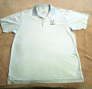 Polo Peter Millar XXL Glenagles Ryder Cup 2014 usado azul claro a rayas - Imagen 1 de 6