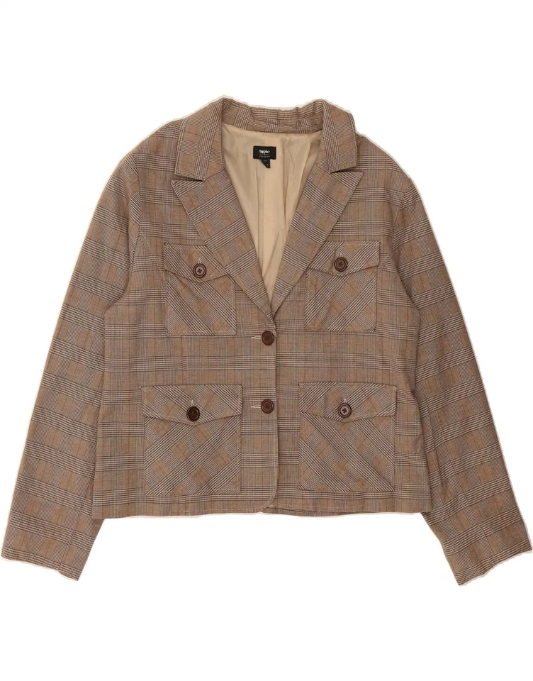 MOSSIMO Womens 2 Button Blazer Jacket UK 20 2XL Brown Check Cotton DA14 - Image 1 of 3