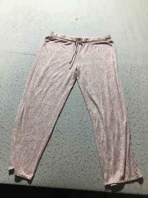 Lucy Brand Pajama Pants Womens XL Pink White Paisley Drawstring Stretch - Image 1 of 4