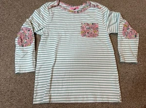 BISBY GIRLS PREPPY GREEN LONG SLEEVE SHIRT FLORAL POCKET AND ACCENTS SIZE 7 - Picture 1 of 6