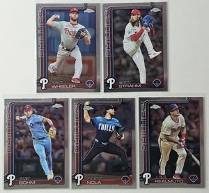 2025 Topps Chrome Philadelphia Phillies 5 Card Lot No Duplicates - Picture 1 of 1