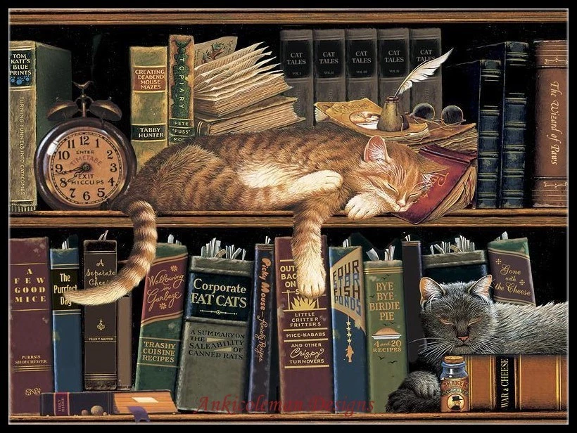 Remington the Well Read - DIY Chart Counted Cross Stitch Patterns Needlework - Image 1 of 2