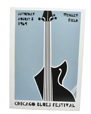 Póster magnético de metal mate con disco Chicago Blues Fest 26,6" x 18,9" Foto 1 de 4