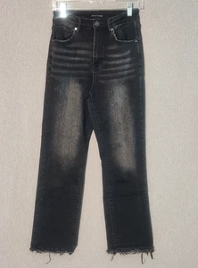 Schwarze Risen Damenjeans Größe 5/27 Used-Look Saum Stil # RDP5250 - Bild 1 von 12