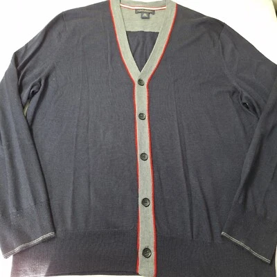 Cárdigan Suéter Merino Extra Fino BANANA REPUBLIC Hombres Talla XL Azul Gris Rojo Italia Foto 1 de 4