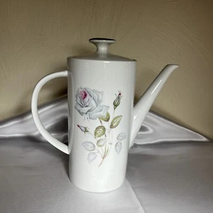 Vintage MCM Winterling Bavaria Coffee Tea Pot White And Pink Roses. - Picture 1 of 10