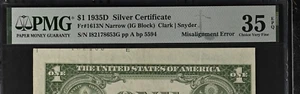 PMG35 EPQ 1935D 1$ MISALIGNMENT ERROR ON BACK 2961A - Picture 1 of 3
