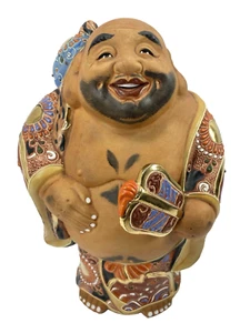 Kutani Japanese Porcelain HOTEI Lucky Happy Laugh Buddha God Statue Figurine - Picture 1 of 24