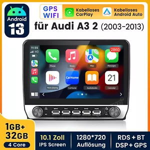 10.1"Carplay Android 13 Autoradio Für AUDI A3 8P 03-2013 GPS Navi WIFI BT FM USB - Bild 1 von 17
