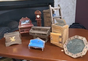 Antike Puppenstube Miniaturen Holz Möbel Konvolut Vintage - Bild 1 von 7