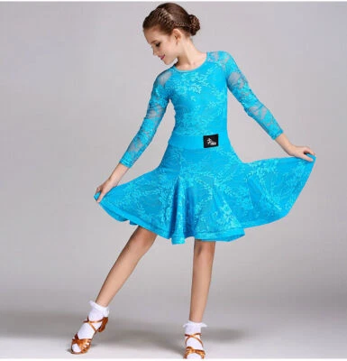 Childrens Latin Salsa Ballroom Dance Dress Girls Dancewear Costumes FY1028 - Image 1 of 4