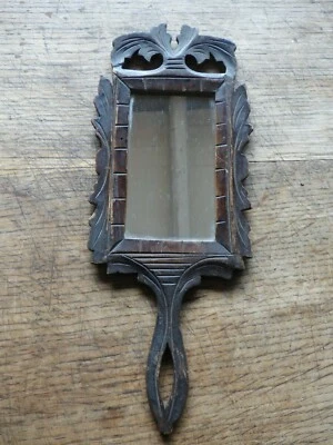 MIROIR FACE À MAIN EN BOIS SCULPTÉ STYLE FORET NOIR COLLECTION VINTAGE - Photo 1/4