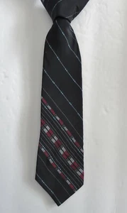 Corbata para hombre LANVIN negra a rayas 100 % seda 56 pulgadas - Imagen 1 de 2