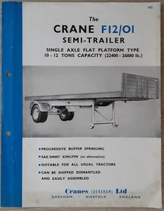 Crane F12/01 Semi Trailer Tractor Unit Brochure c.1955 - Picture 1 of 3