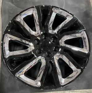 (QTY 1) OE Performance Black w/Chrome Accents Wheel Rim 22x9 6x139.7 28mm - Picture 1 of 7