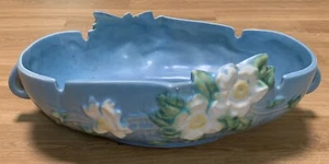 Beautiful Roseville White Rose Console Bowl 391-10 - Picture 1 of 15