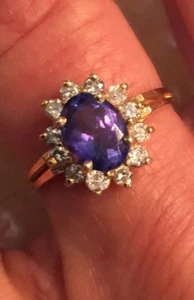 Tanzanite &12 Round Diamonds Appraised  GIA Cert. Engagement  * Anniversary Ring - Picture 1 of 12
