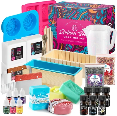 Soap Making Kit with Melt & Pour Base, Cutting Box, Molds, Fragrances - for Adul - Image 1 of 4