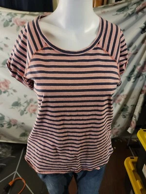 Columbia Omni Wick Advanced Evaporation Pink Blue Striped T Shirt Size M S/S - Image 1 of 4