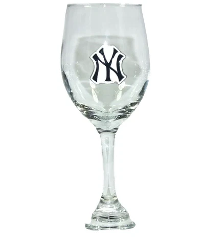 *NEW* New York Yankees Wine Glass Stemmed MLB Baseball Metal Enamel Logo 14oz Cover