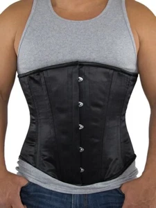 701 Mens - 32” Authentic Black Satin Underbust Corset - Picture 1 of 5