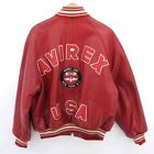 Men's Avirex Leather Stadium Jacket Red Size S 