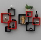 Lot de 8 étagères d'intersection en bois élégantes (rouge et noir) décoration murale maison