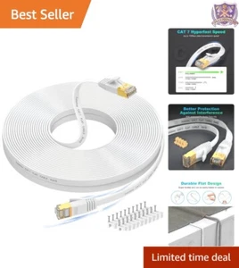 Ethernet Cable Flat 75 ft Cat 7 Shielded High Speed Network for Home Gaming - Picture 1 of 9