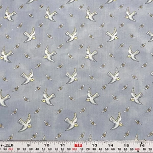 Bunnies By The Bay Winging It for Clothworks Blue Cotton Fabric Remnant 9 x 43 - Picture 1 of 2