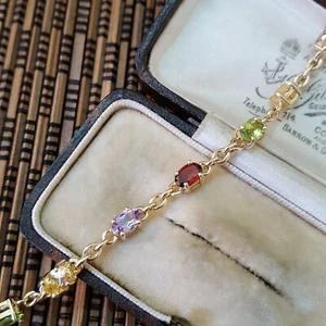 Chateau D'Argent 925 Sterling Silver Tennis Bracelet, Multi Gemstones Bracelet - Picture 1 of 7