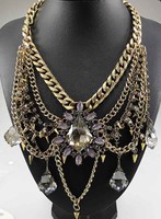 NEW Bib Statement inspiration pendant Chunky flower Crystal Choker necklace 631