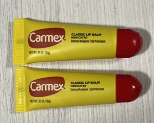 Carmex Classic Medicated Lip Balm Tube External Analgesic, 0.35 Oz Each, 2-Pack - Picture 1 of 3