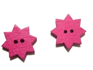 10 Holzknöpfe pink Stern Blume 19 x20 mm Knopf nähen stricken häkeln Handarbeit - Bild 1 von 1
