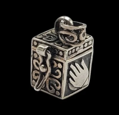 Pingente de caixa vintage prata esterlina 925 coração de amor 3/4" berloque de oração  - Imagem 1 de 4