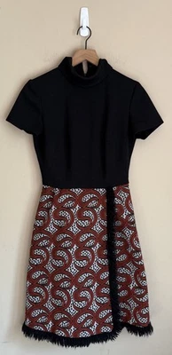 Dress Mod Vintage 60s 70s Retro Wrap Skirt Womens Size Small Fringe Poly Knit - Image 1 of 4
