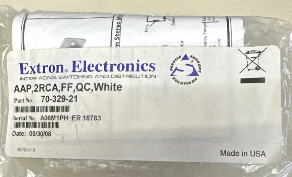 70-329-21 Extron Two RCA Female to Captive Screw Terminal, White - Image 1 of 1