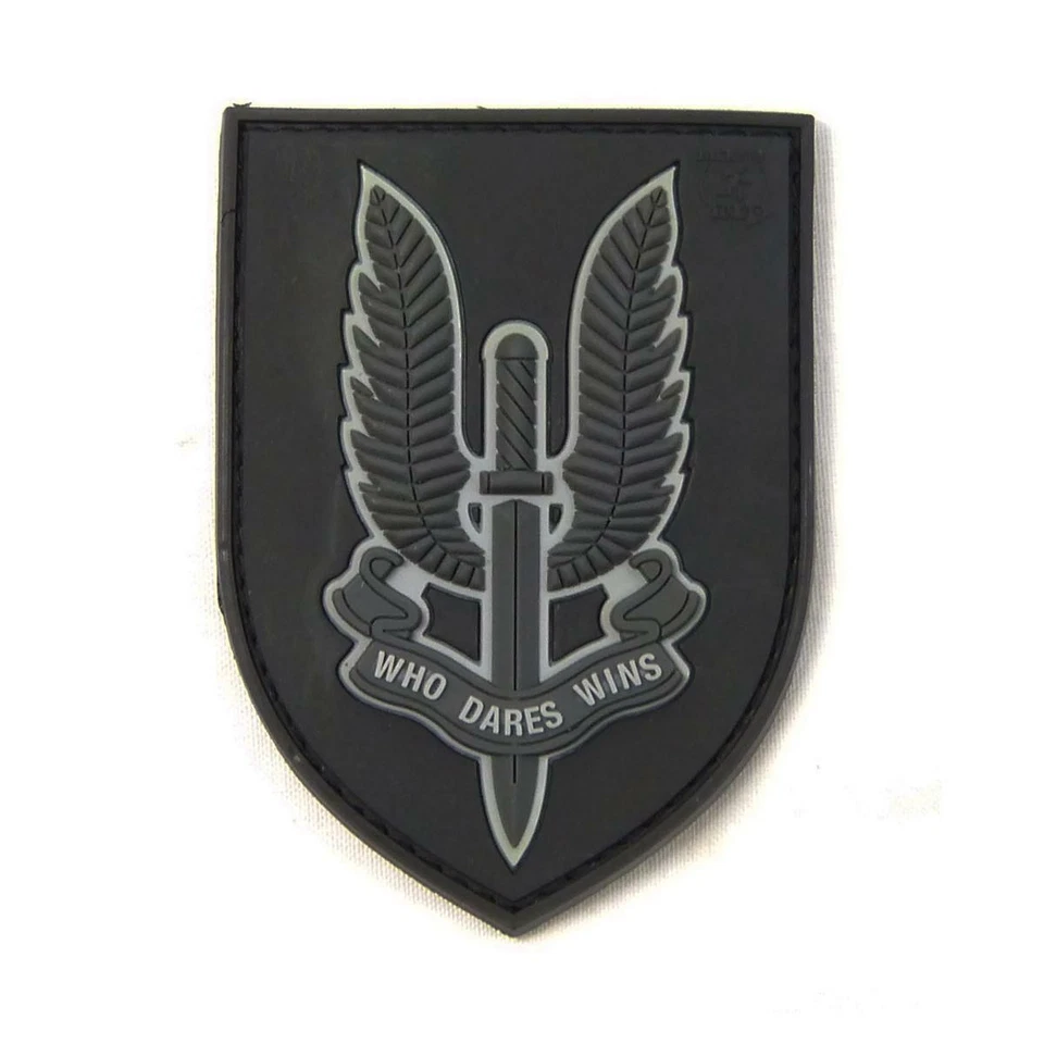 SAS Regiment Who Dares Wins Patch Moral Military SWAT Black Airsoft  - Image 1 of 1