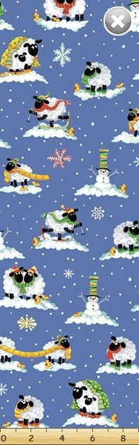 Last 1 Yard Susybee LEWE's First Winter Quilt Fabric #SB20179 Snow Sheep - Image 1 of 1