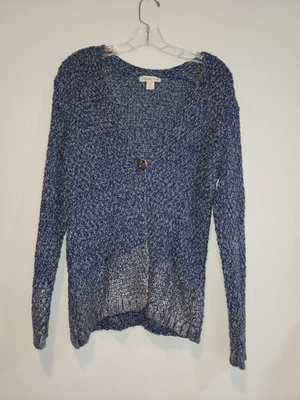 Cárdigan Coldwater Creek Abotonado Talla Mediana/10-12 Azul Metálico Pesado Foto 1 de 4