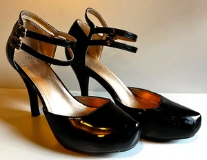 Black Patent Heels Faux Leather Stilettos Women's US Size 8 - Worn once - Picture 1 of 7